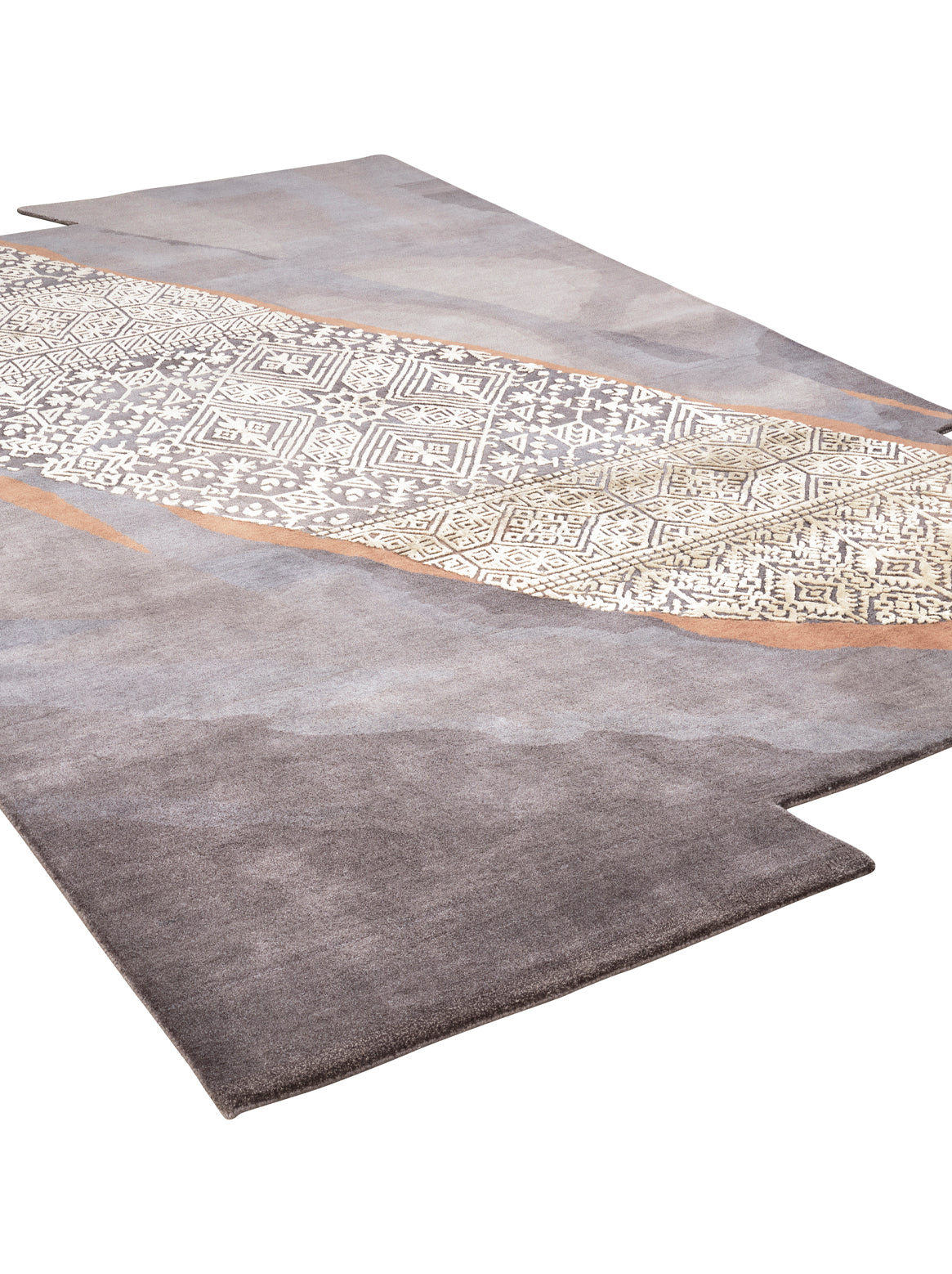 Luxury hand knotted carpet made from Wool & Botanical Silk in tan grey color and 6' x 9' size
