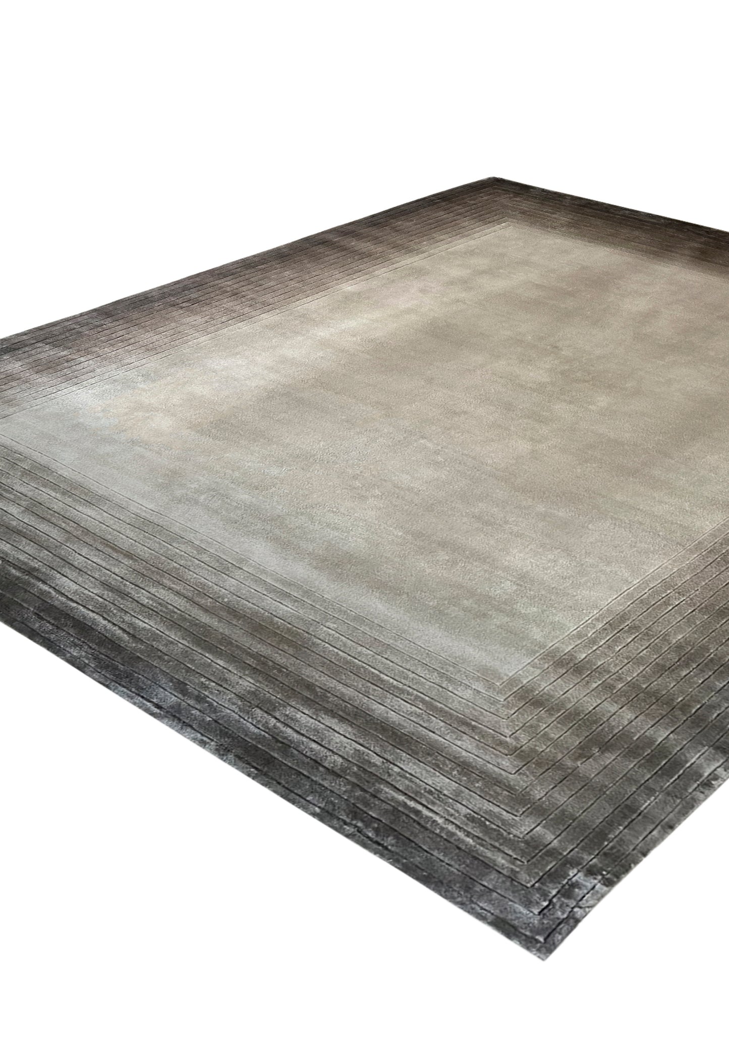Luxury hand knotted carpet made from 100% Botanical Silk in charcoal color and 5'6" x 8' size