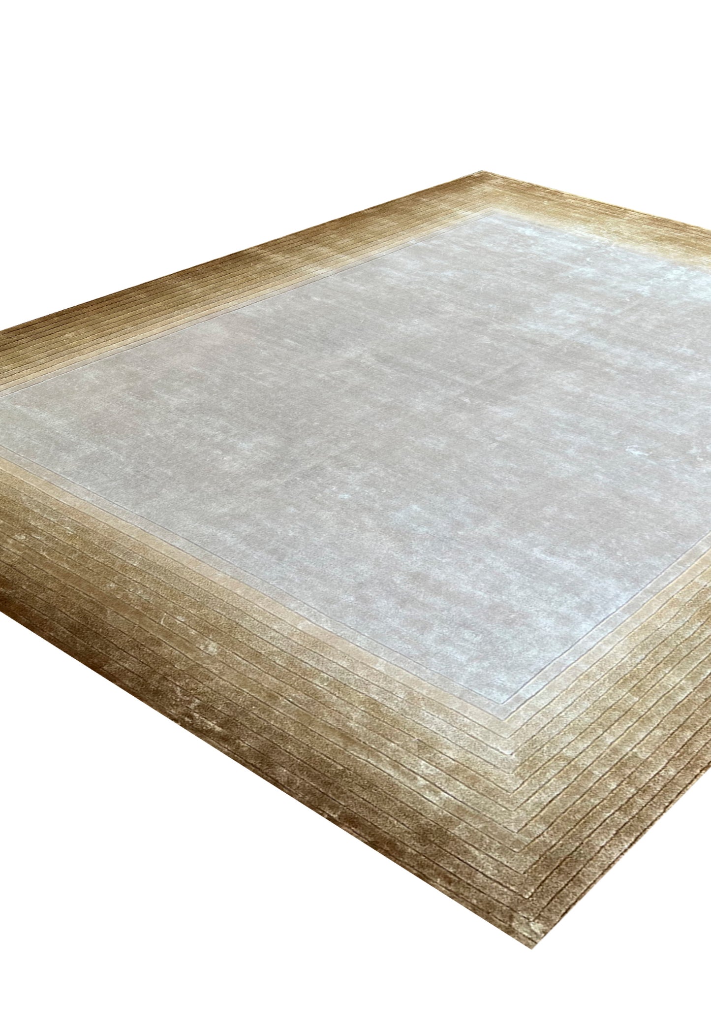 Luxury hand knotted carpet made from 100% Botanical Silk in gold color and 5'6" x 8' size