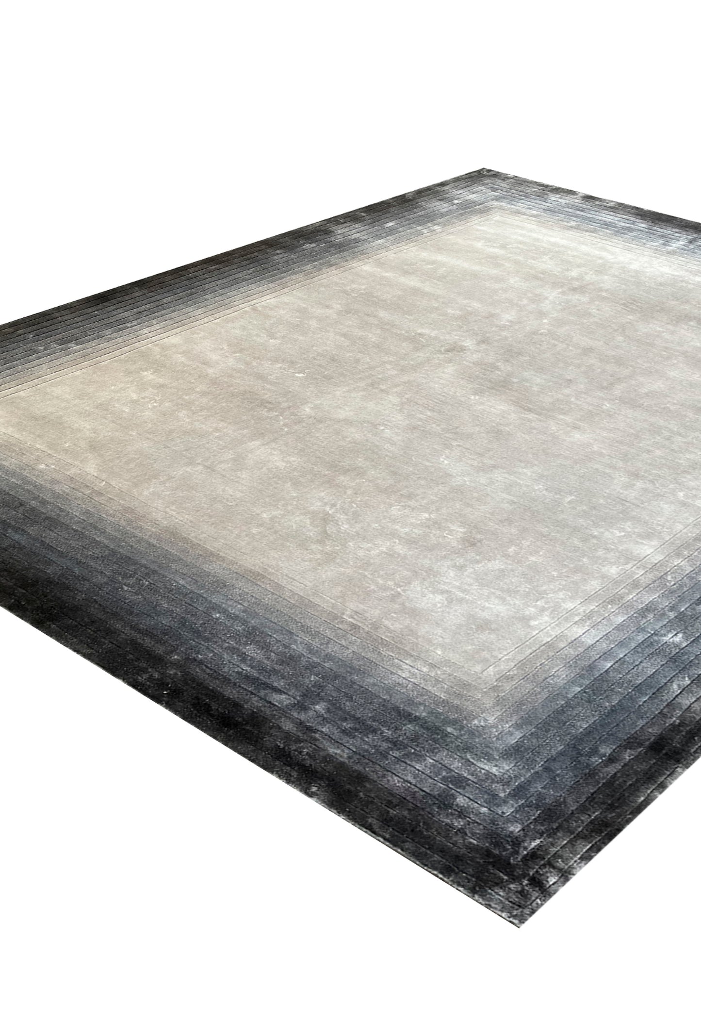 Luxury hand knotted carpet made from 100% Botanical Silk in grey color and 5'6" x 8" size