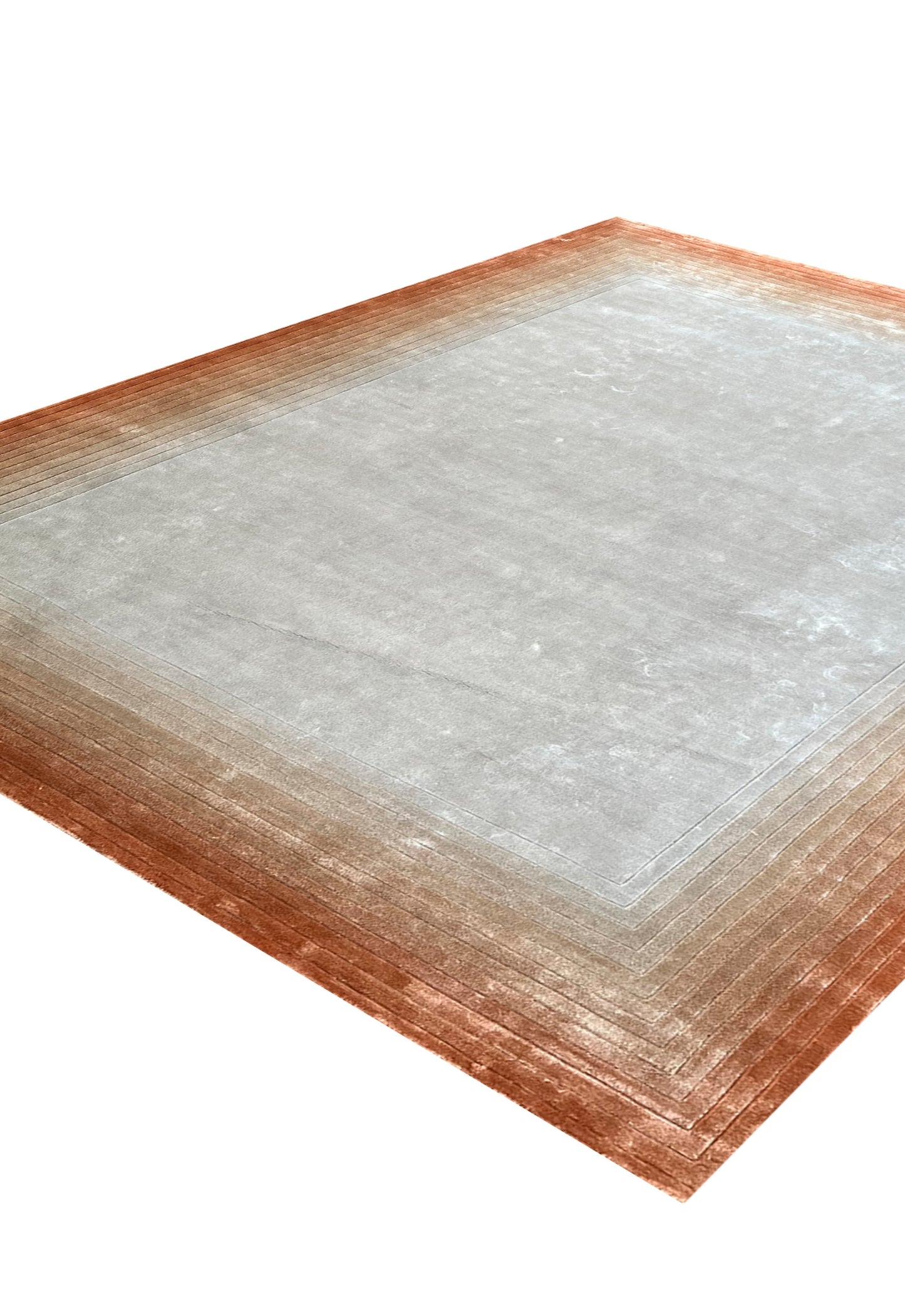 Luxury hand knotted carpet made from 100% Botanical Silk in rust color and 5'6" x 8' size