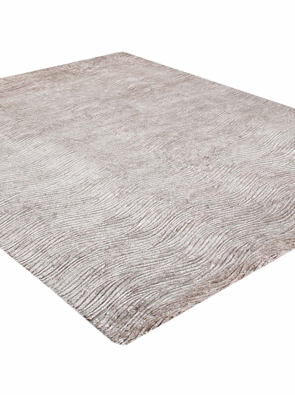 Luxury hand knotted carpet made from Botanical Silk in grey color and 5'6" x 8' size