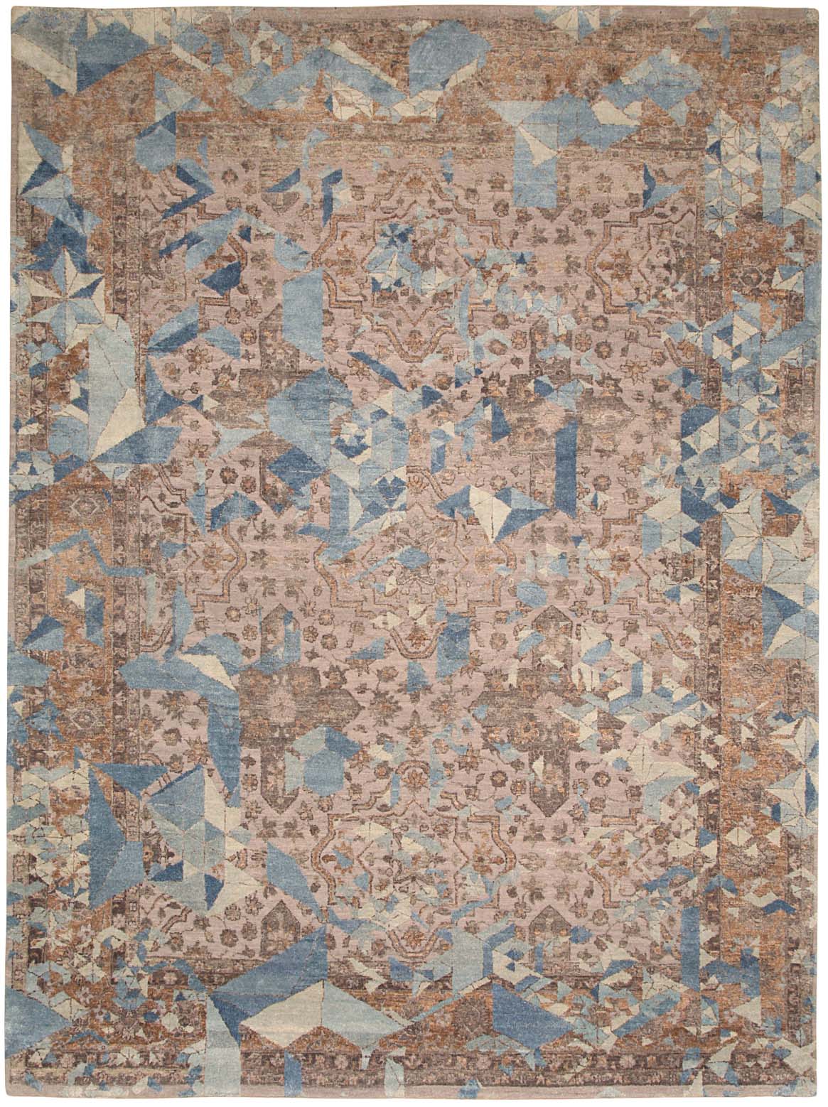 Luxury hand knotted carpet made from Wool & Pure Silk
