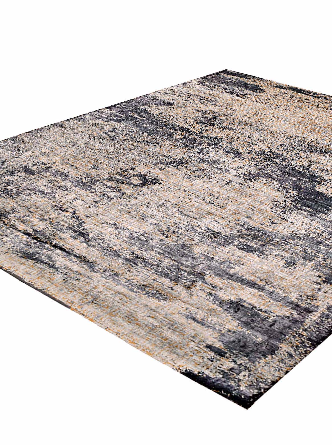 Luxury hand knotted carpet made from Wool & Bamboo Silk in gold color and 5'6" x 8' size