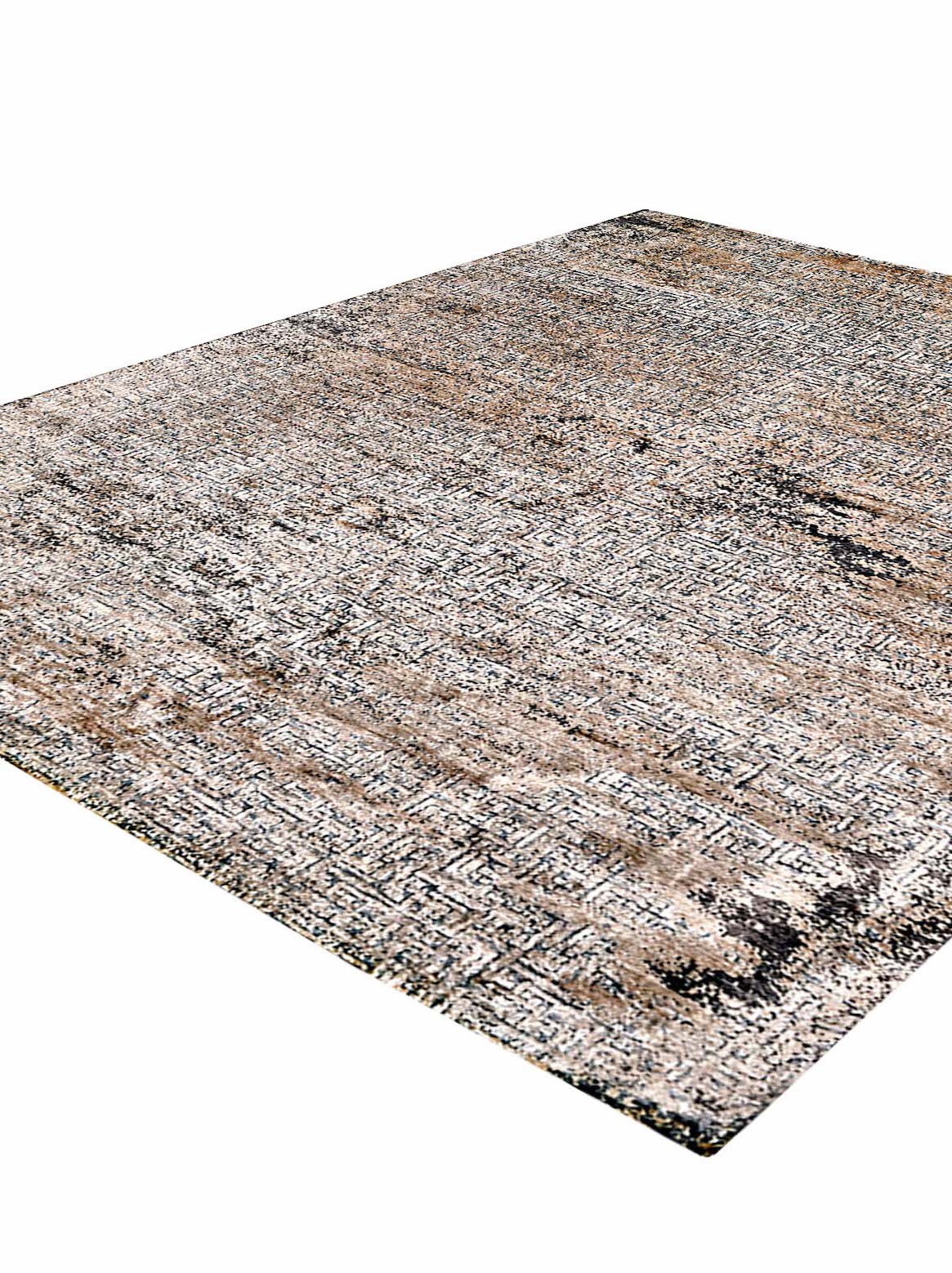 Luxury hand knotted carpet made from Wool & Bamboo Silk in beige grey color and 5'6" x 8' size