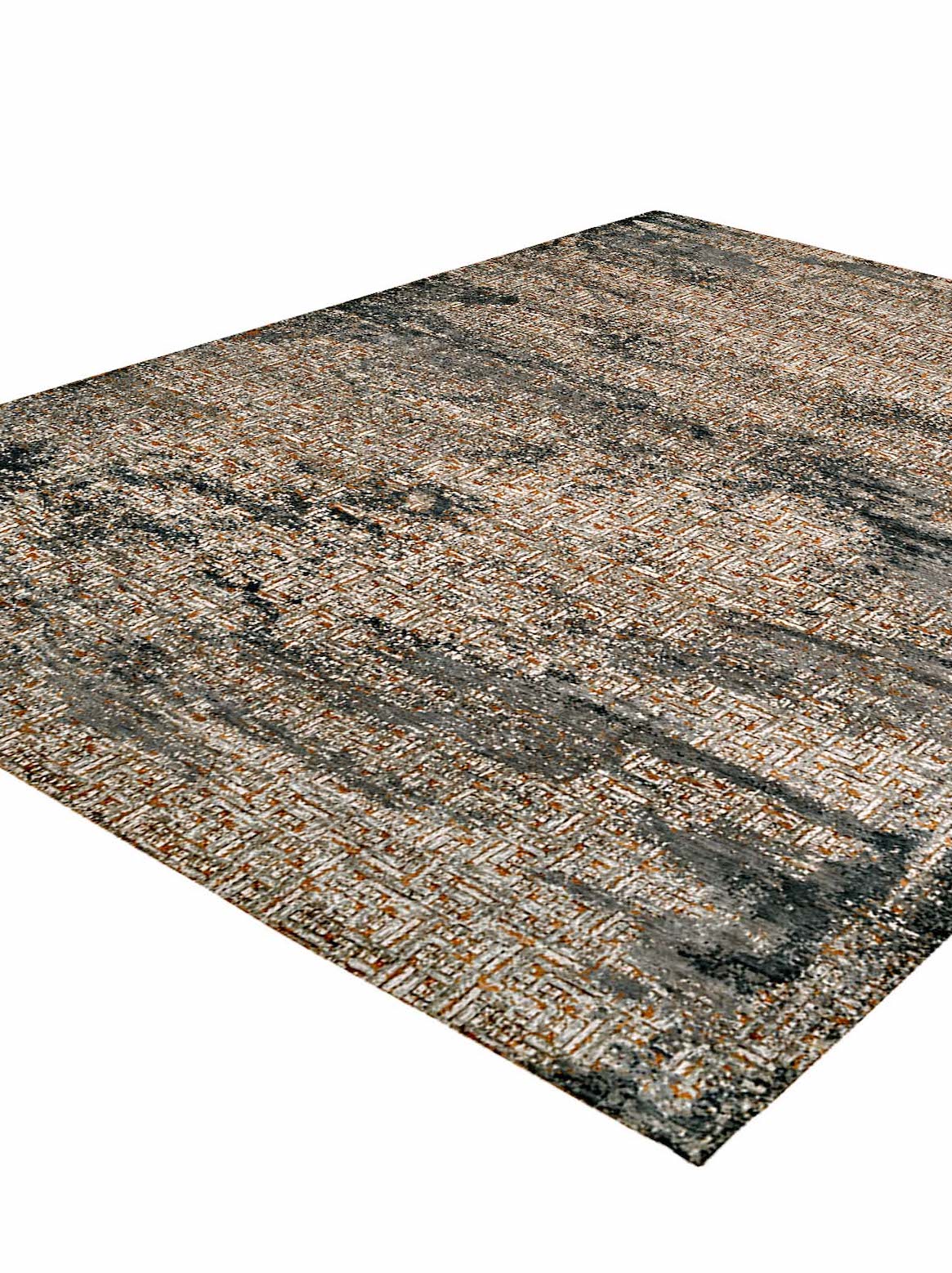 Luxury hand knotted carpet made from Wool & Bamboo Silk in rust color and 5'6" x 8' size