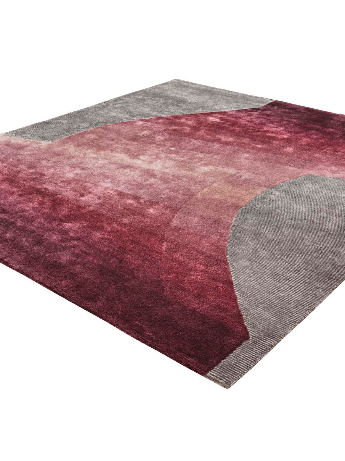 Luxury hand tufted carpet made from Botanical Silk in mellow mauve color and 8' x 8' size
