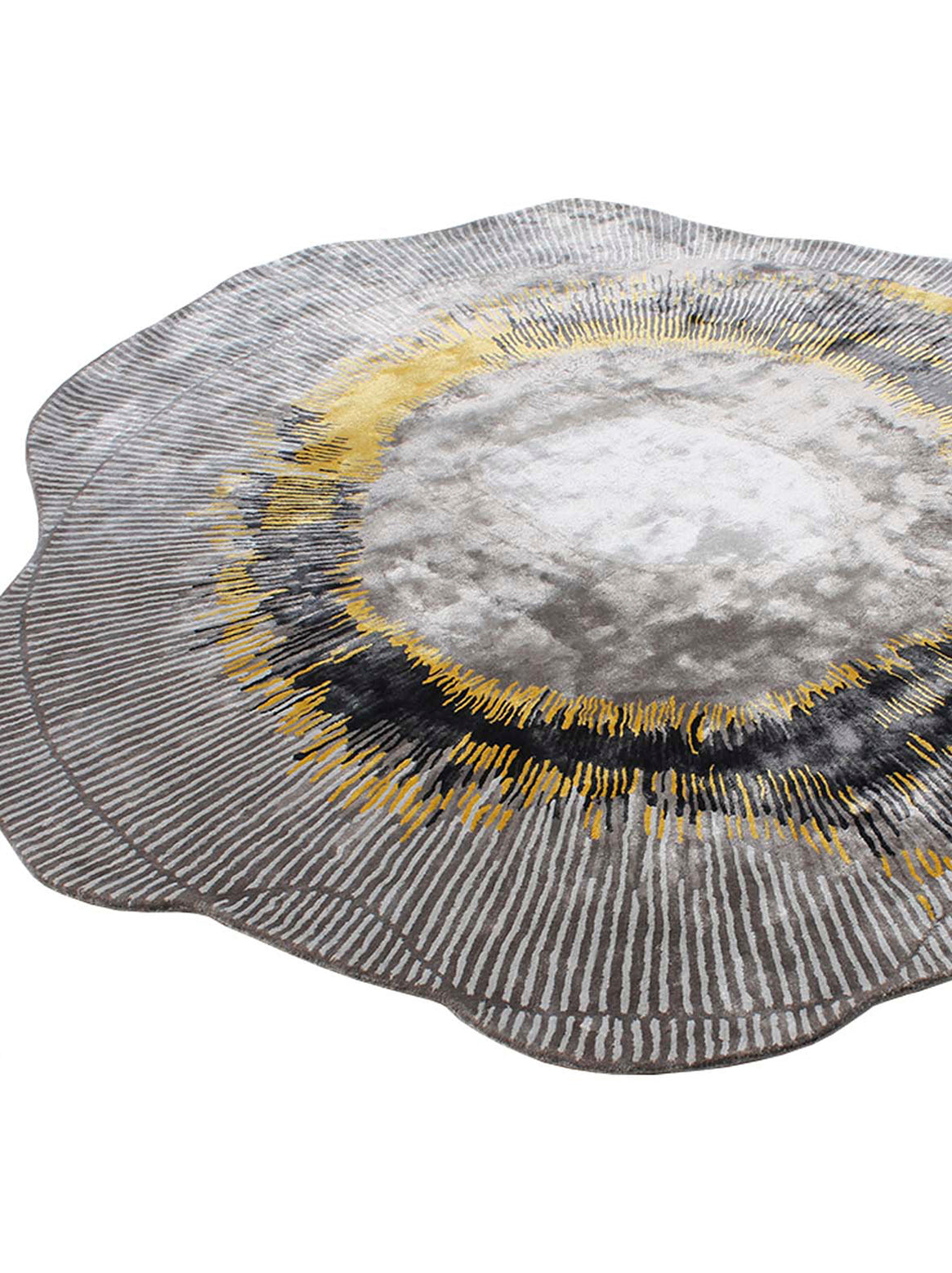 Luxury hand tufted carpet made from 100% Botanical Silk in gold color and 8'2" x 8 size