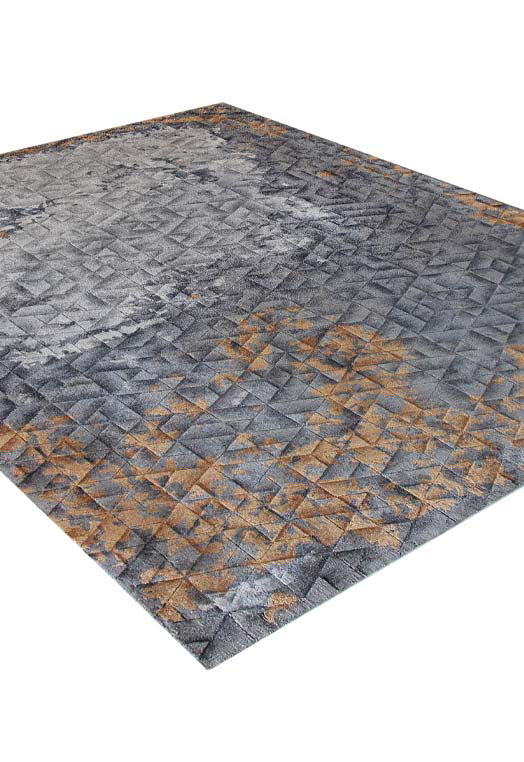 Luxury hand tufted carpet made from 100% Botanical Silk in rust grey color and 4'6" x 6'6" size