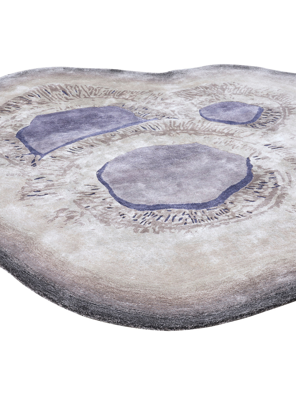 Luxury hand tufted carpet made from Botanical Silk in violet color and 6'6" x 6'6" size