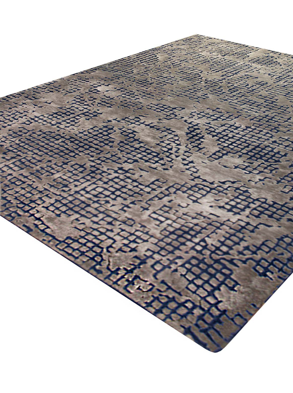 Luxury hand tufted carpet made from Botanical Silk in blue color and 3' x 5' size