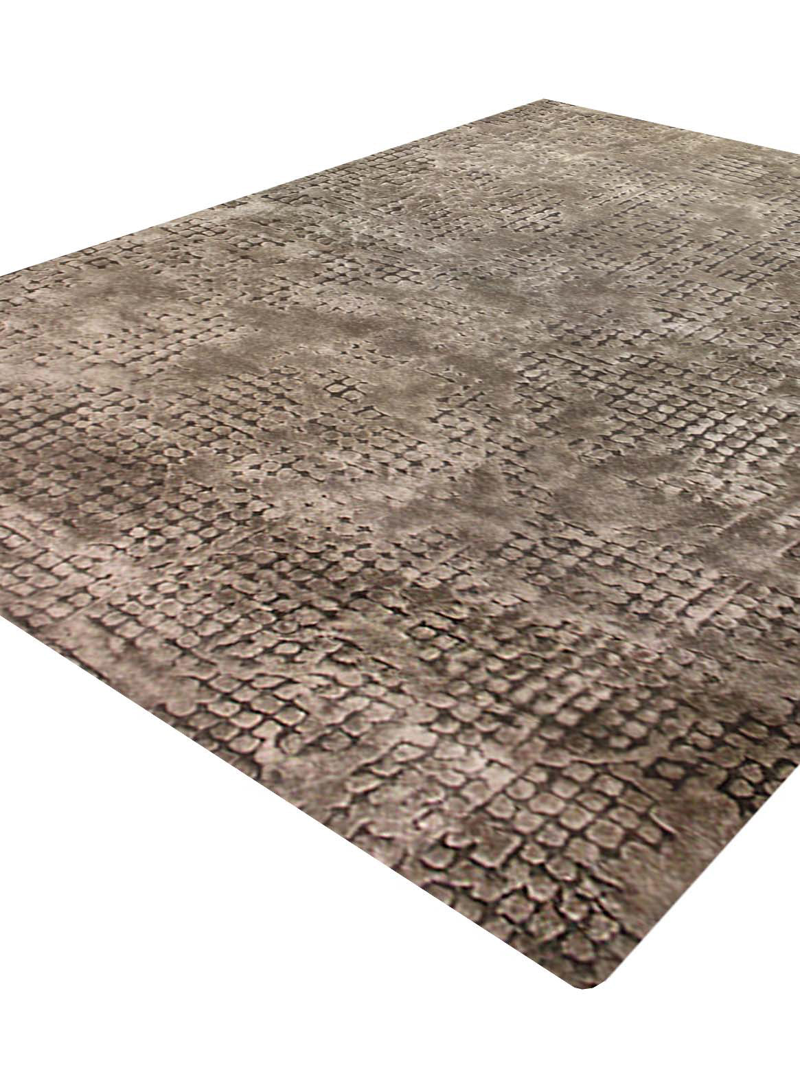 Luxury hand tufted carpet made from Botanical Silk in taupe color and 3' x 5' size