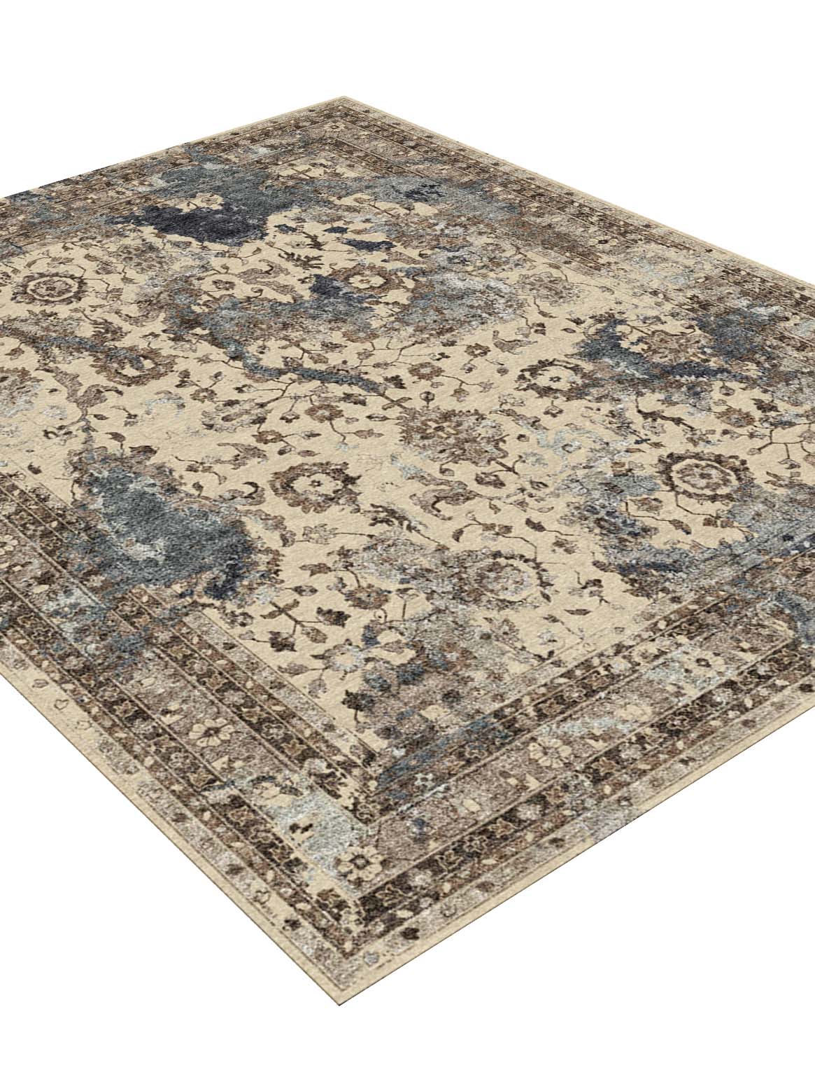 Luxury hand knotted carpet made from Wool & Pure Silk in taupe grey color and 5'6" x 8' size