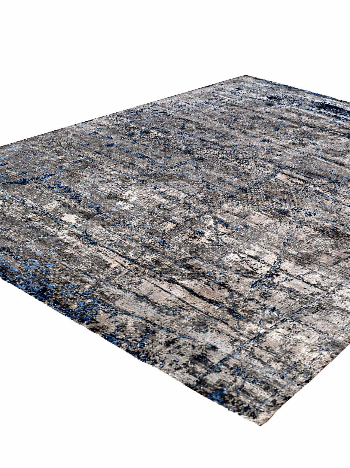 Luxury hand knotted carpet made from Wool & Bamboo Silk in blue color and 5'6" x 8' size