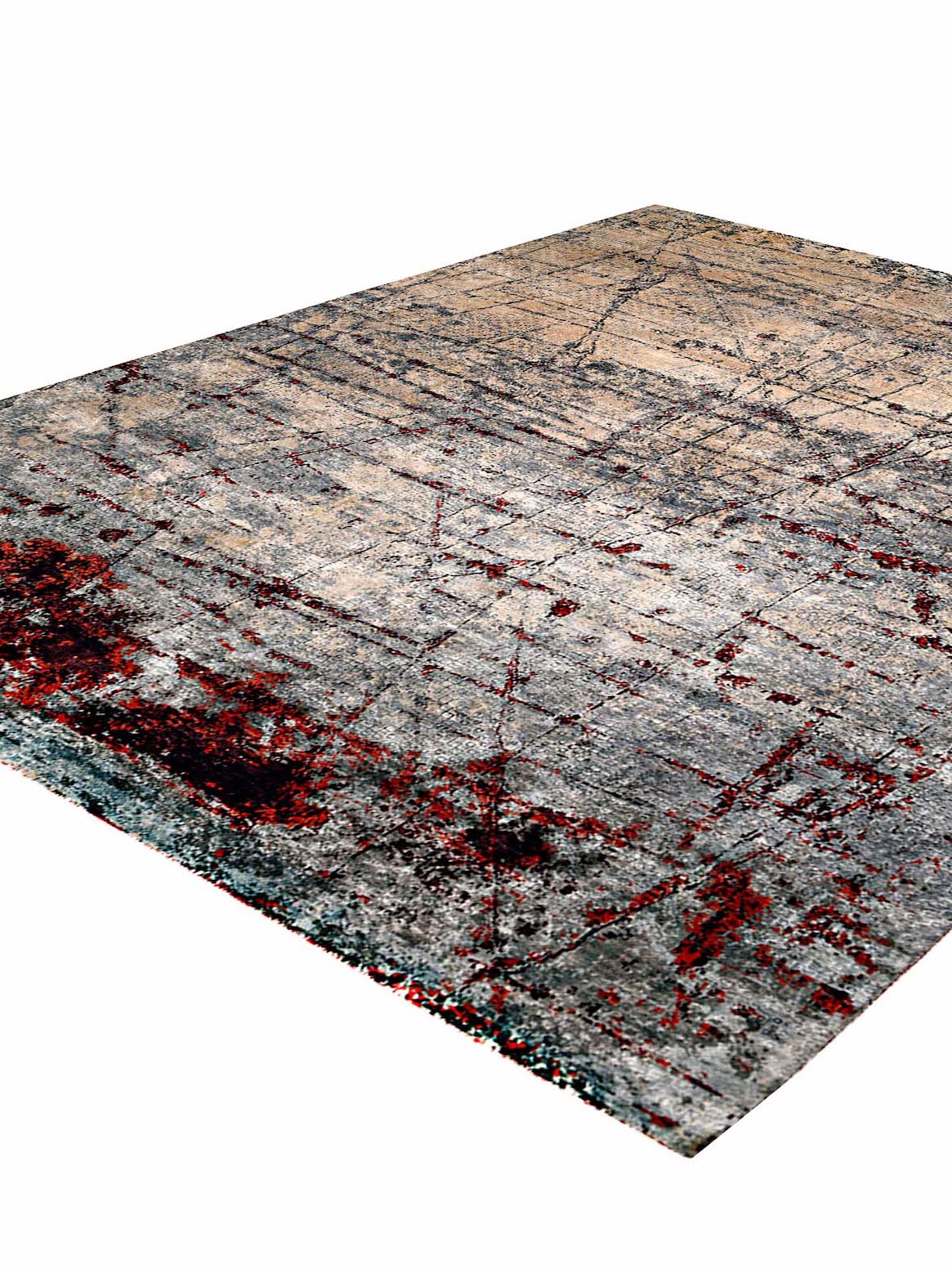 Luxury hand knotted carpet made from Wool & Bamboo Silk in red color and 5'6" x 8' size