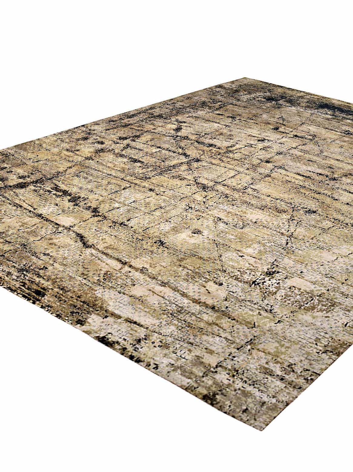 Luxury hand knotted carpet made from Wool & Bamboo Silk in taupe color and 5'6" x 8' size