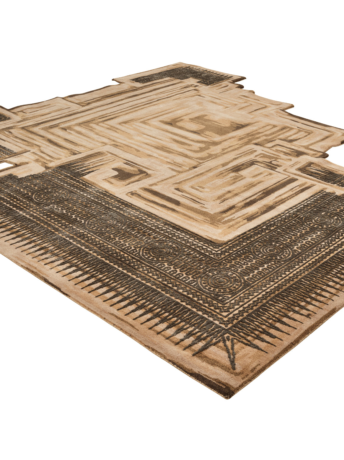 Luxury hand knotted carpet made from Wool & Botanical Silk in brown gold color and 8'6" x 8'6" size