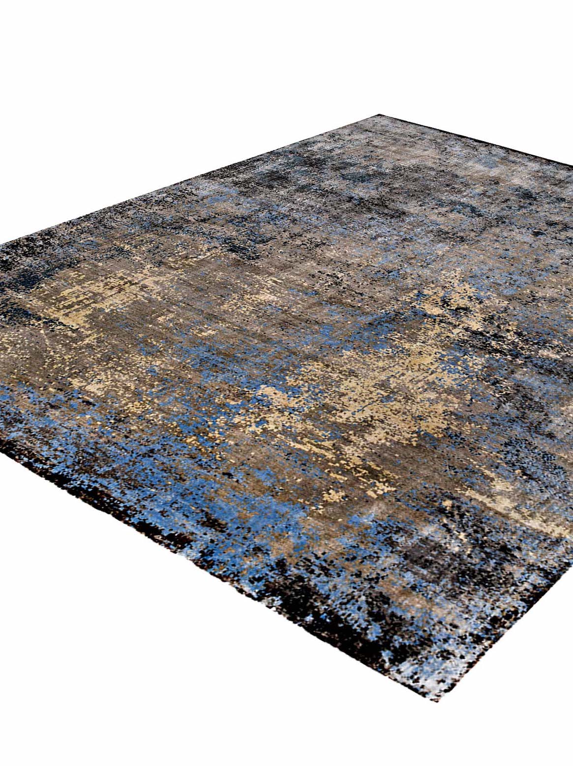 Luxury hand knotted carpet made from Wool & Bamboo Silk in blue color and 8' x 10' size