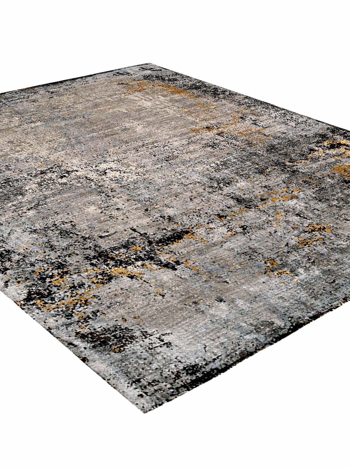 Luxury hand knotted carpet made from Wool & Bamboo Silk in gold color and 5'6" x 8' size