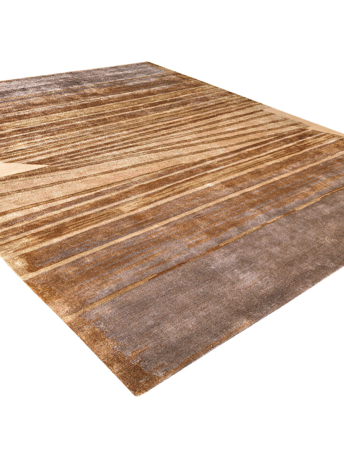 Luxury hand tufted carpet made from Wool & Botanical Silk in bronze color and 3' x 5' size