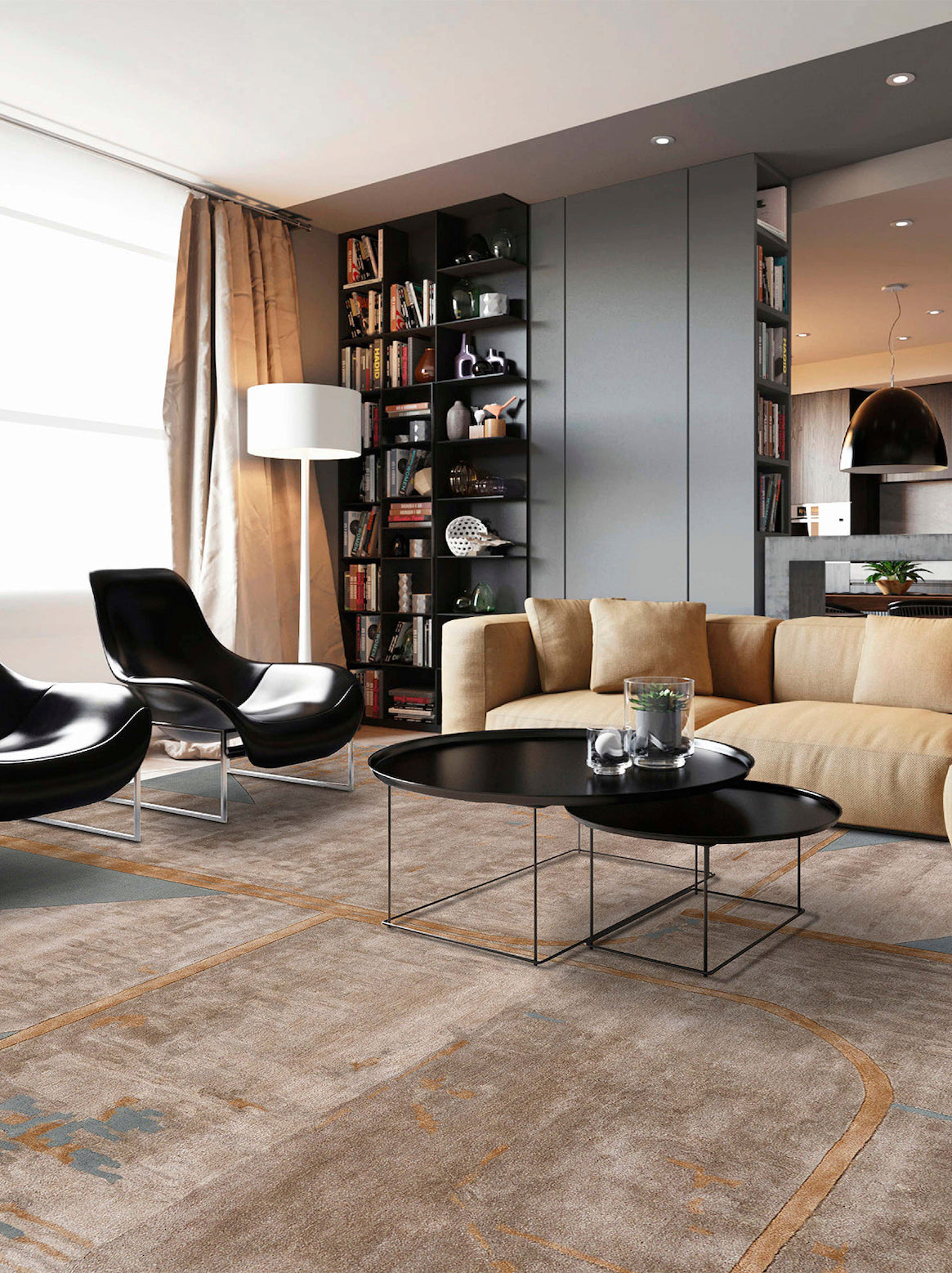 Luxury carpet in Beige Gold color and 4'6" x 6'6" size