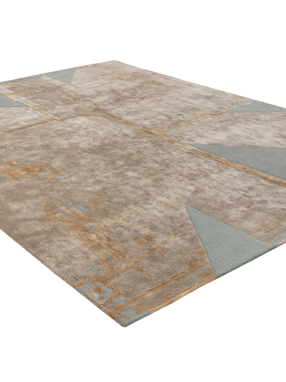 Luxury hand tufted carpet made from Wool & Botanical Silk in beige gold color and 3' x 5' size