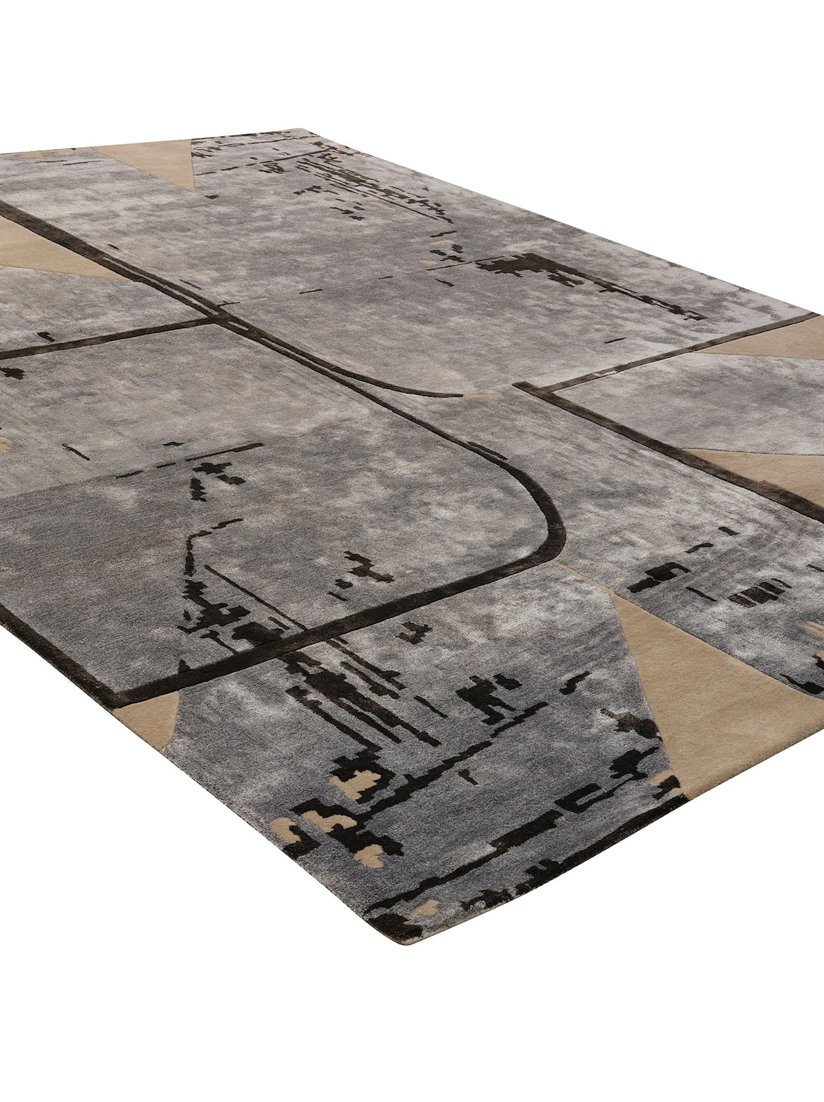 Luxury hand tufted carpet made from Wool & Botanical Silk in silver grey color and 3' x 5' size