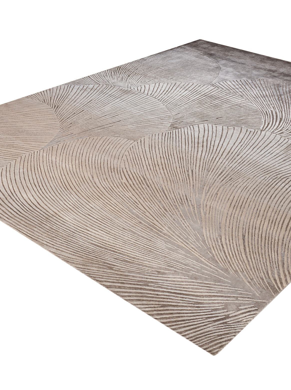 Luxury hand knotted carpet made from 100% Botanical Silk in gold color and 5'6" x 8' size