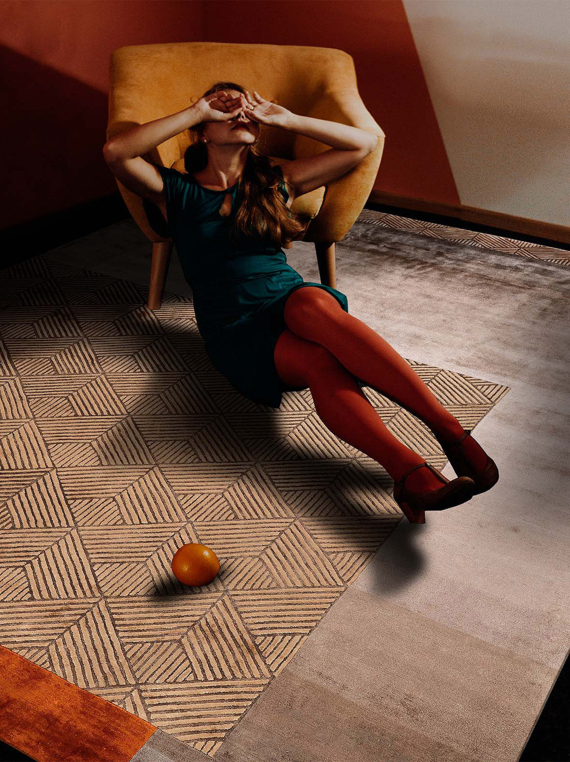 Luxury carpet in Rust color and 6' x 9' size
