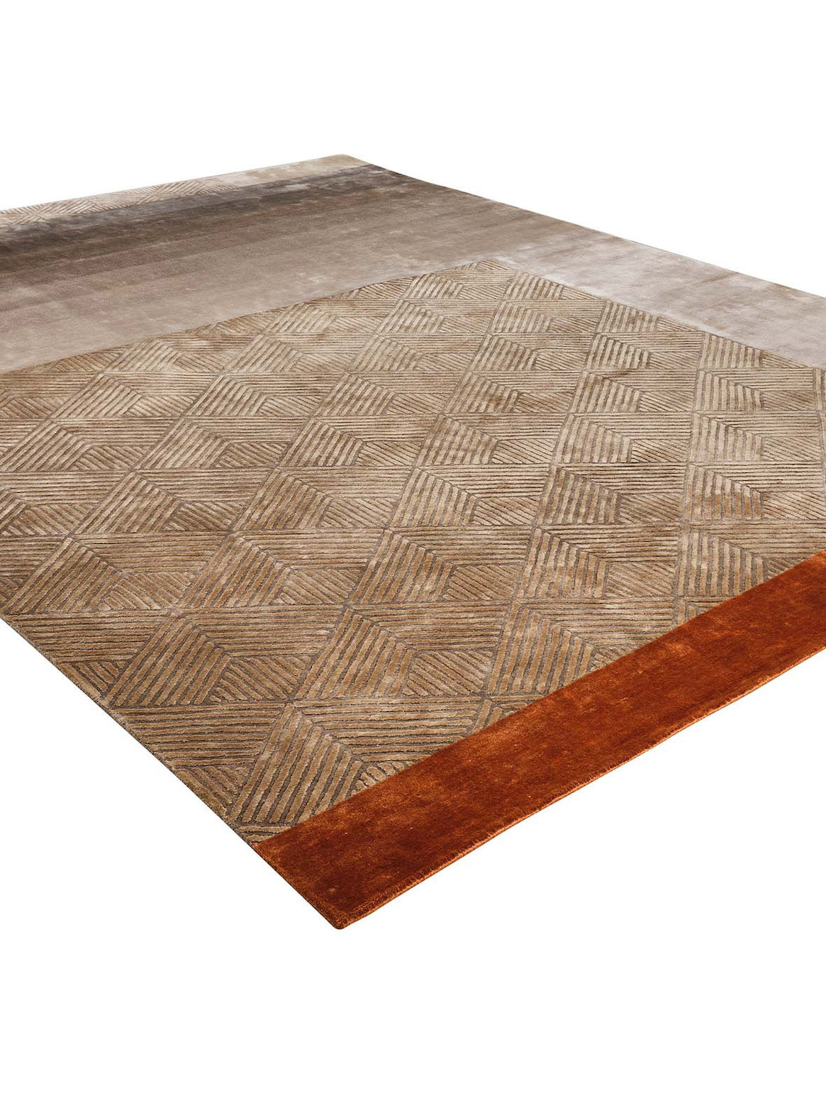 Luxury hand knotted carpet made from Botanical Silk in rust color and 5'6" x 8' size