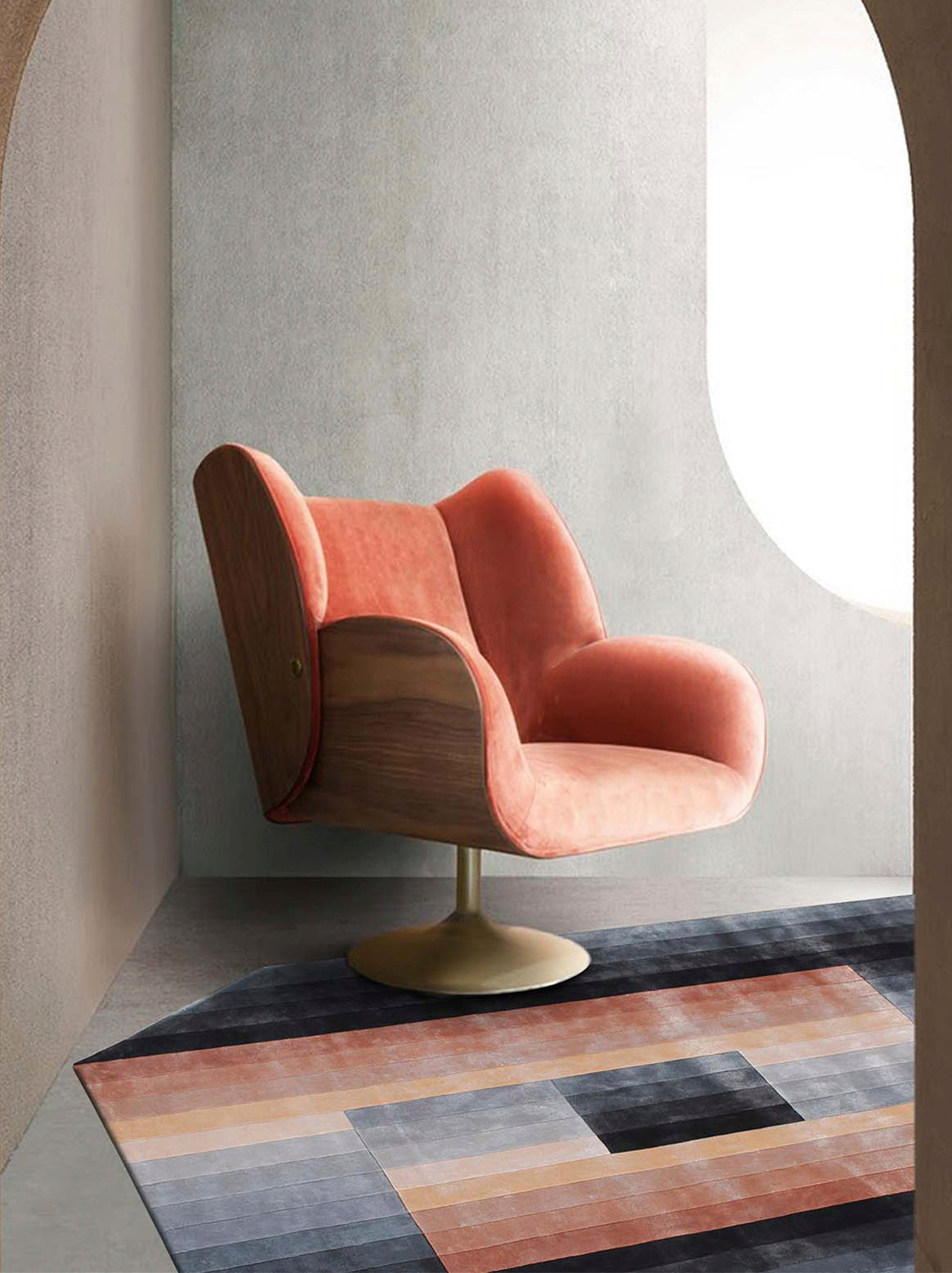 Luxury carpet in Grey Peach color and Custom Size
