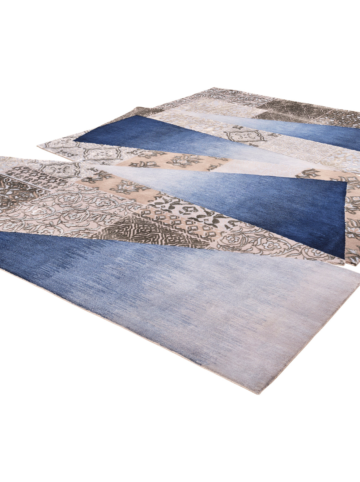 Luxury hand knotted carpet made from Wool & Botanical Silk in smoke blue color and 7'5" x 10' size