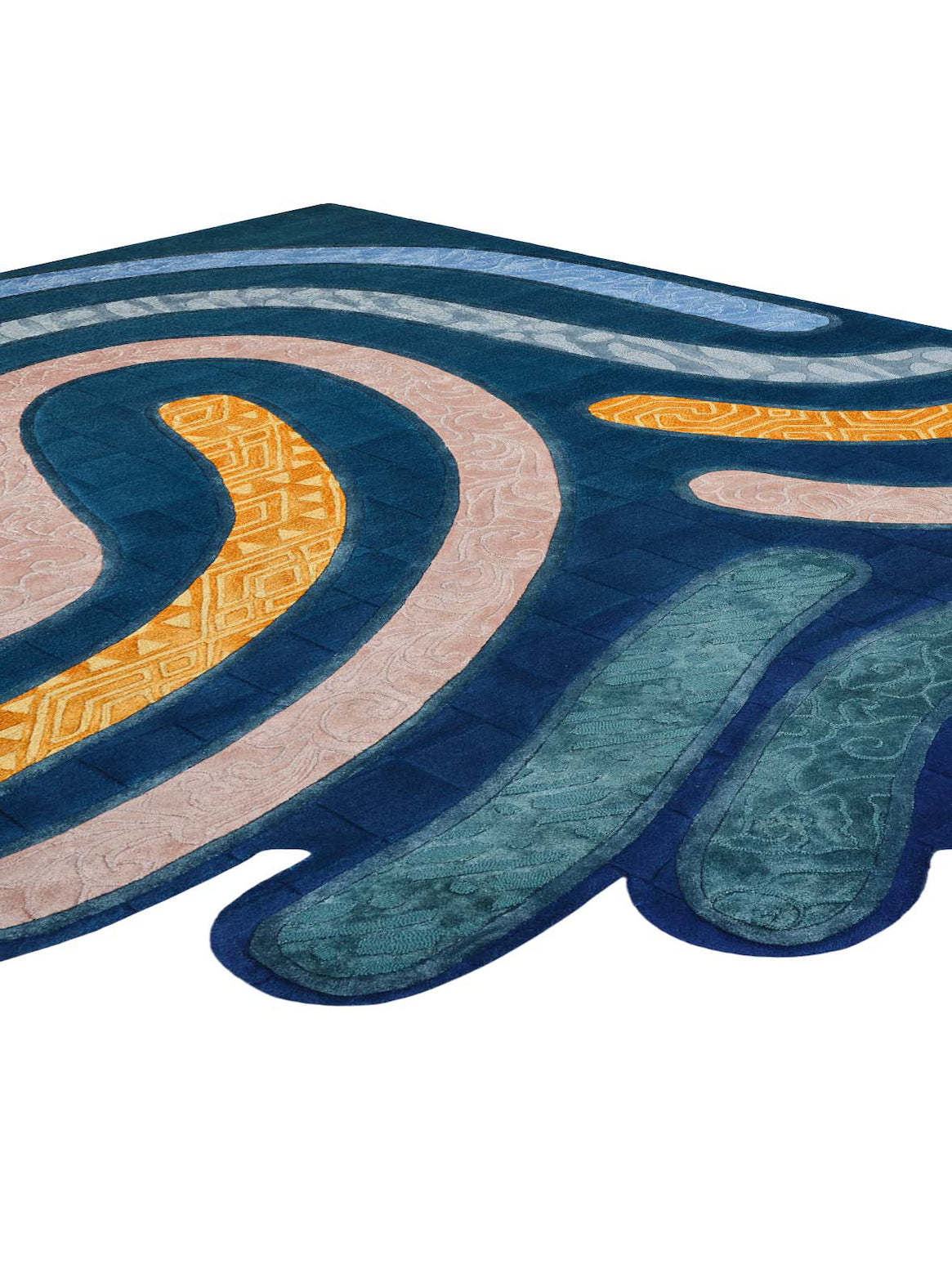 Luxury hand tufted carpet made from 100% Botanical Silk in multi color and 8' x 10' size