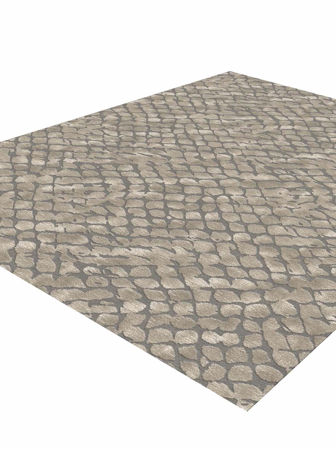 Luxury hand tufted carpet made from Botanical Silk in beige charcoal color and 3' x 5' size
