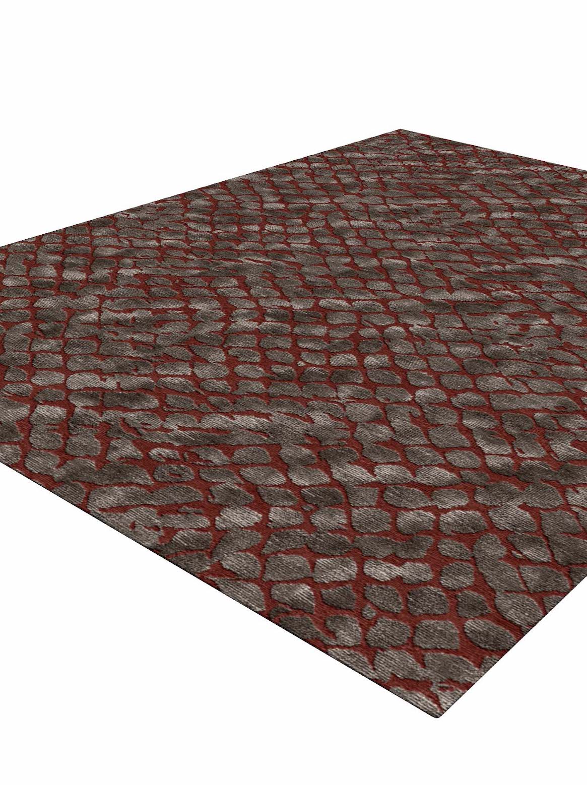 Luxury hand tufted carpet made from Botanical Silk in charcoal red color and 3' x 5' size