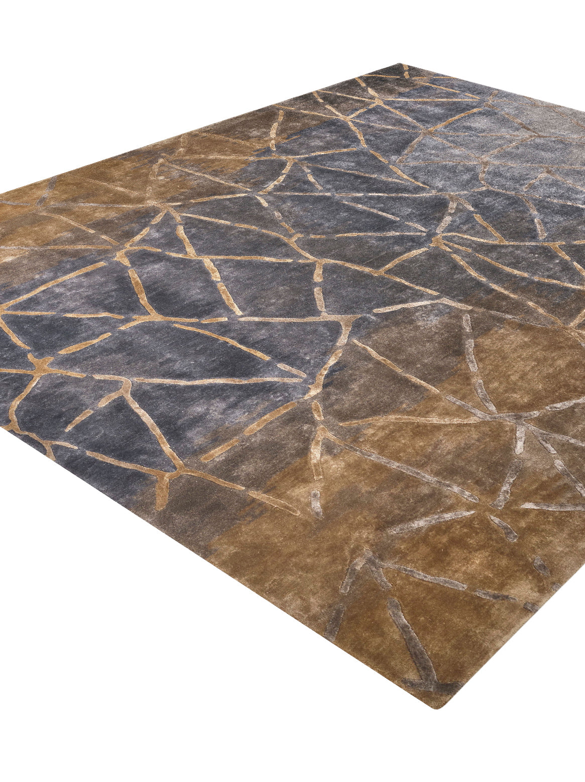 Luxury hand tufted carpet made from 100% Bamboo Silk in blue beige color and 3' x 5' size