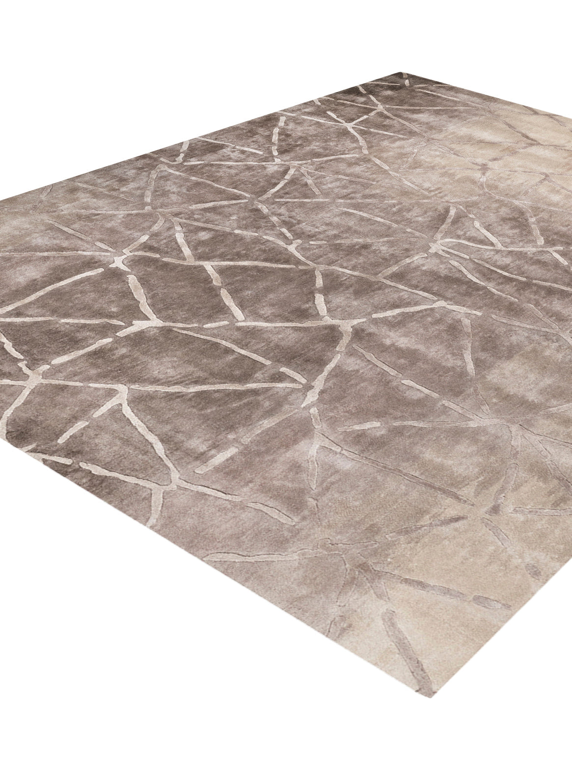 Luxury hand tufted carpet made from 100% Bamboo Silk in grey beige color and 3' x 5' size