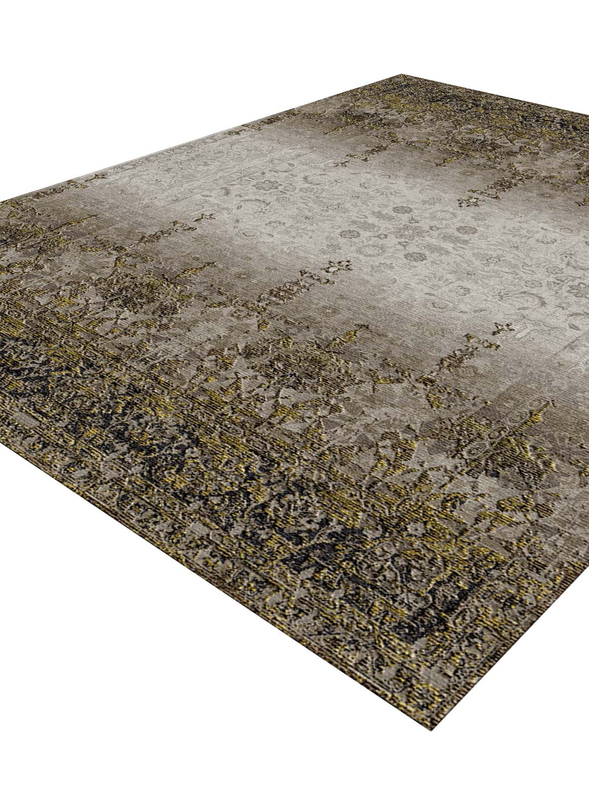 Luxury hand knotted carpet made from Wool & Bamboo Silk in olive green color and 5'6" x 8' size
