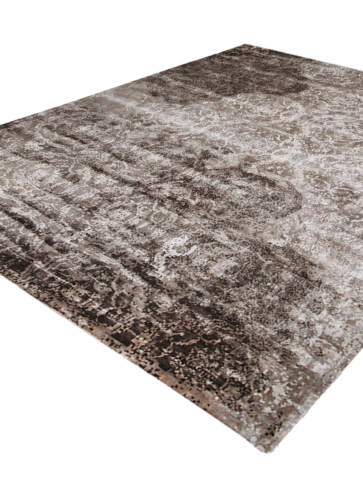 Luxury hand knotted carpet made from Botanical & Bamboo Silk in taupe color and 5'6" x 8' size