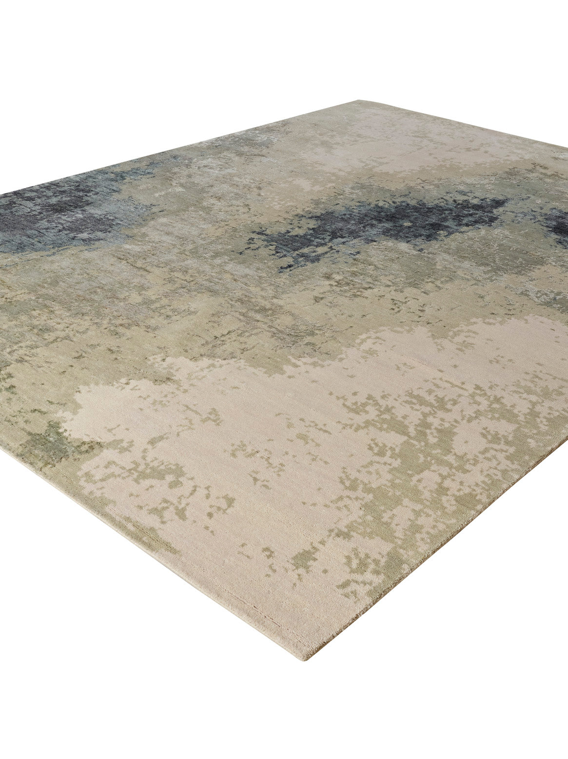 Luxury hand knotted carpet made from Modern in green color and 8' x 10' size