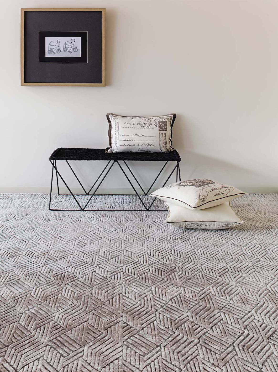 Luxury carpet in Silver color and 6' x 9' size
