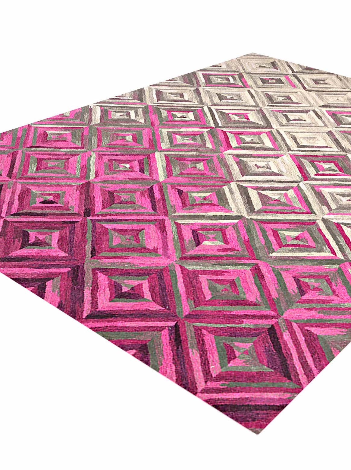 Luxury hand tufted carpet made from Wool & Botanical Silk in fuchsia color and 3' x 5' size