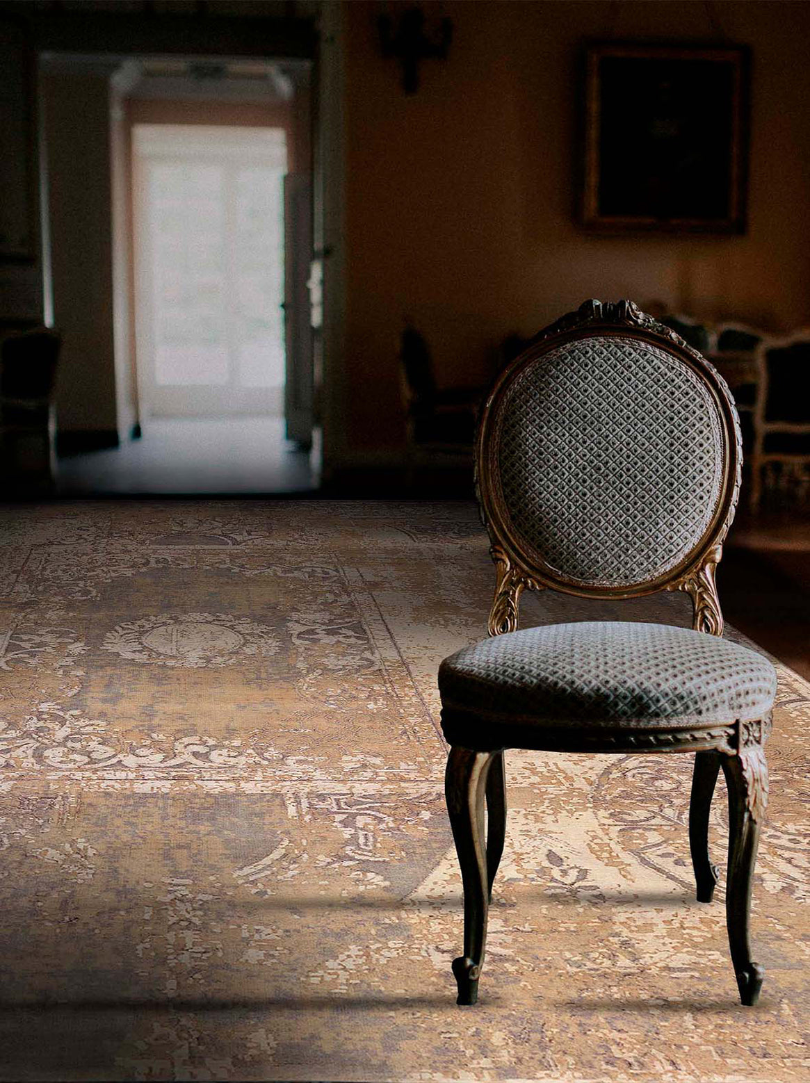 Luxury carpet in Ivory Beige color and 6' x 9' size