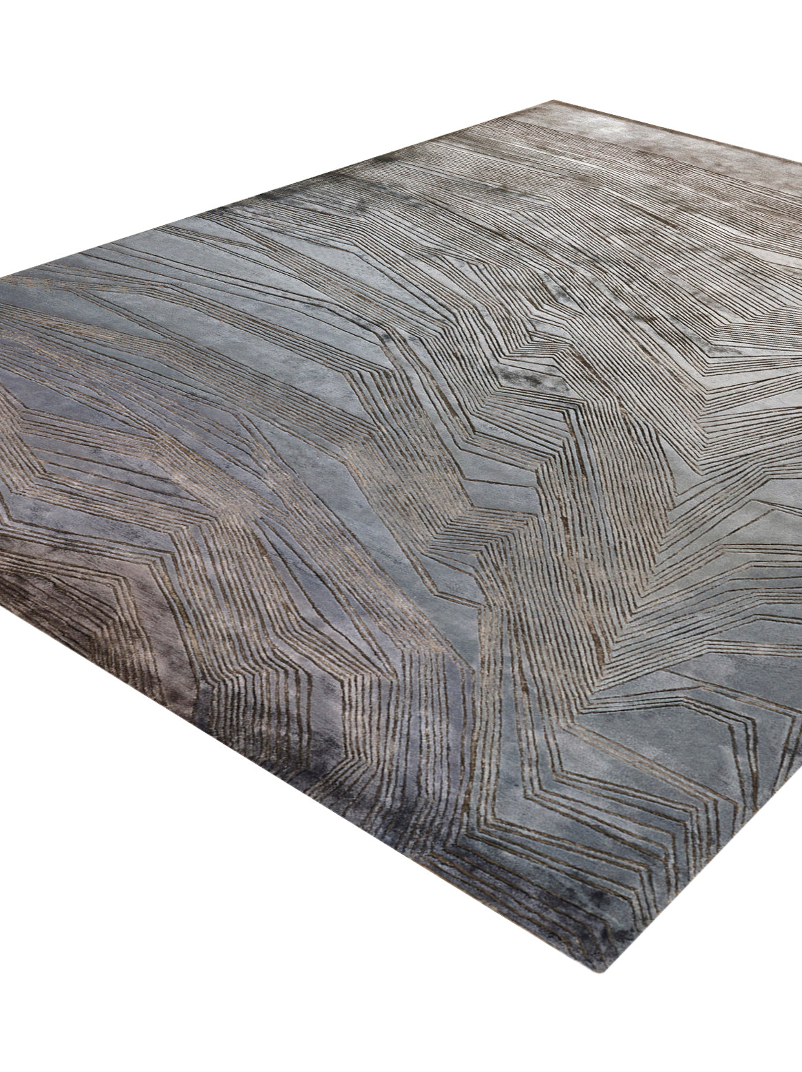 Luxury hand knotted carpet made from 100% Botanical Silk in turquoise color and 5'6" x 8' size