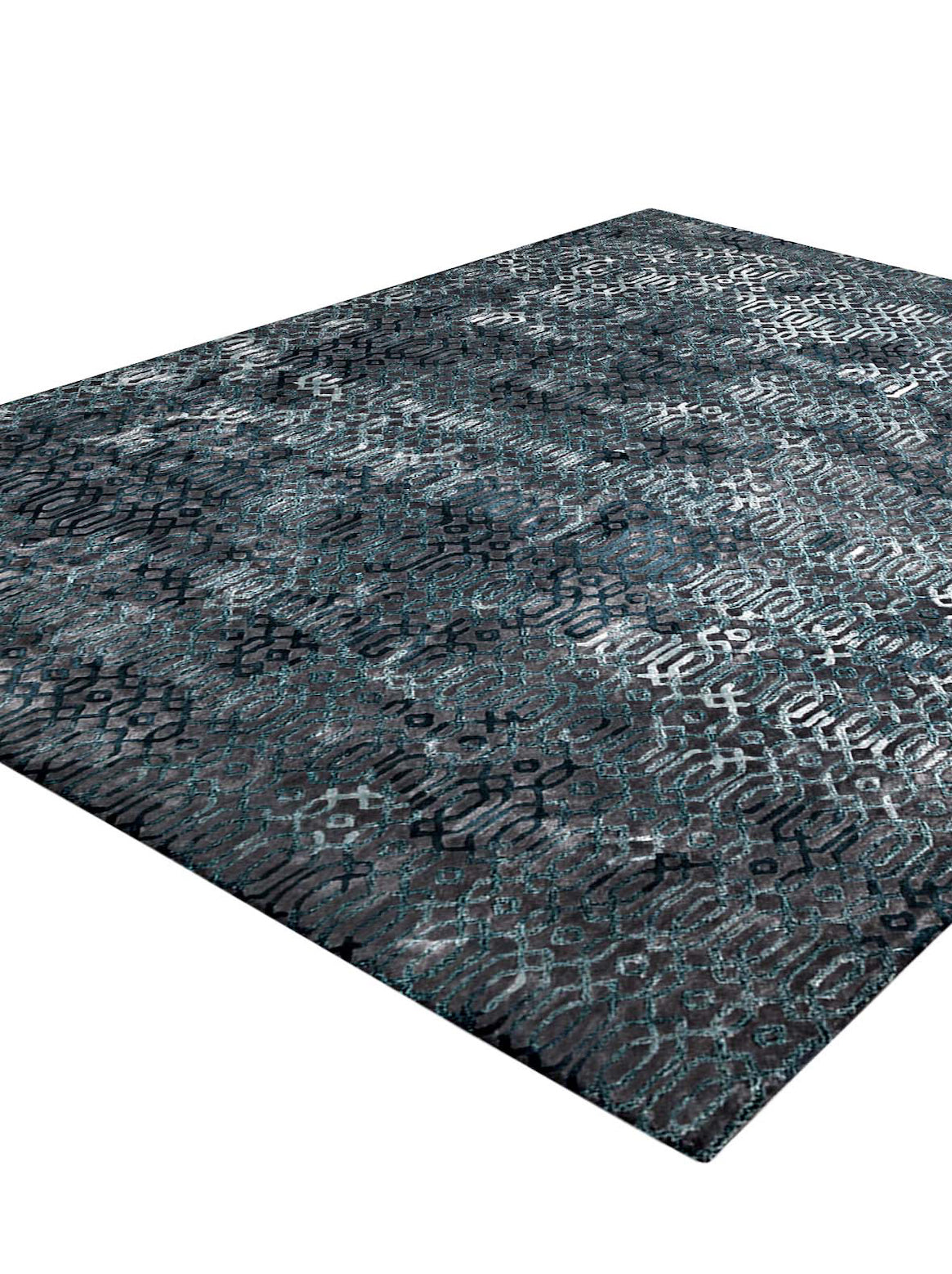 Luxury hand tufted carpet made from 100% Botanical Silk in turquoise color and 3' x 5' size