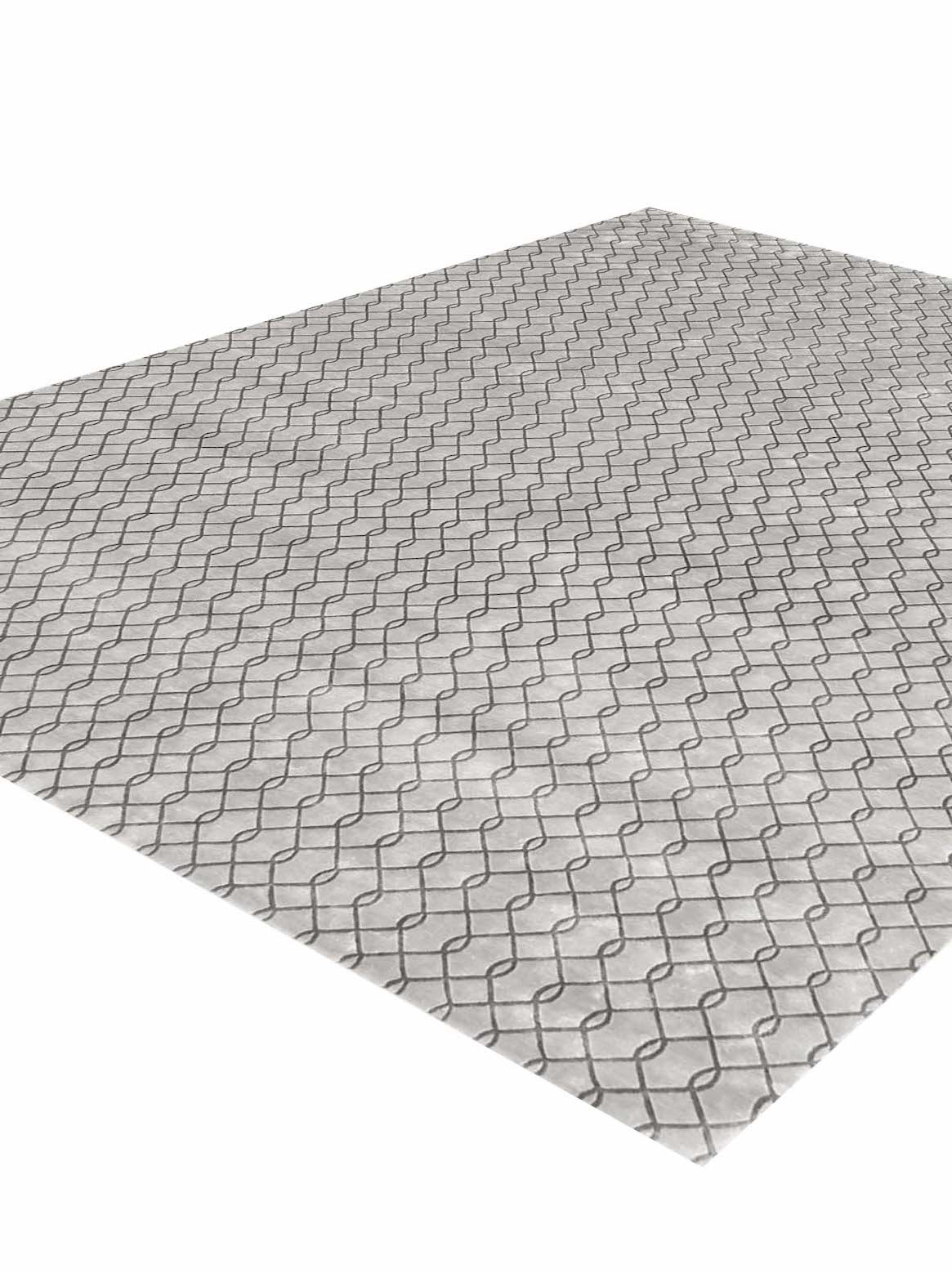 Luxury hand knotted carpet made from Botanical Silk in silver taupe color and 5'6" x 8' size