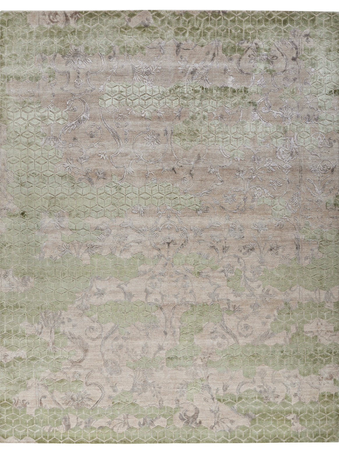 Luxury hand knotted carpet made from Wool & Botanical Silk