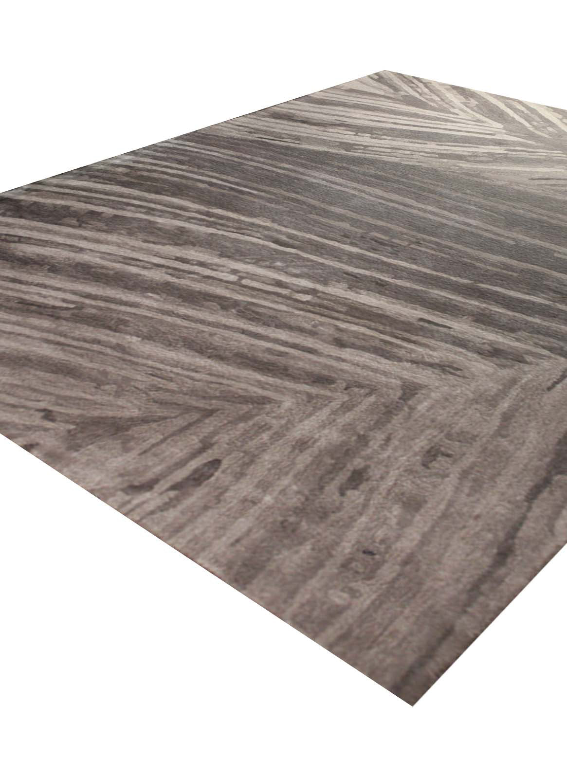 Luxury hand tufted carpet made from Botanical Silk in grey silver color and 4'6" x 6'6" size