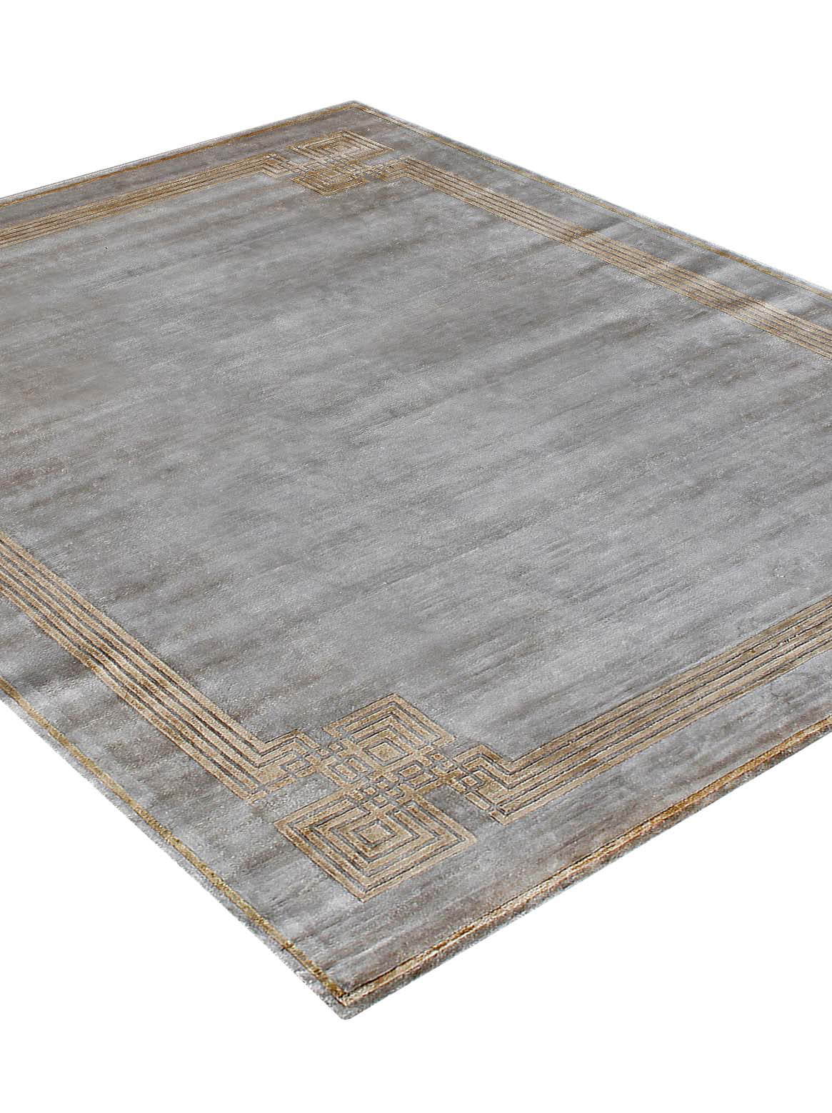 Luxury hand knotted carpet made from Botanical Silk in silver gold color and 6' x 9' size
