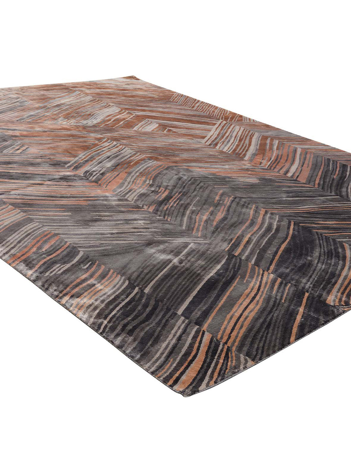 Luxury hand knotted carpet made from Botanical Silk in old rose color and 5'6" x 8' size